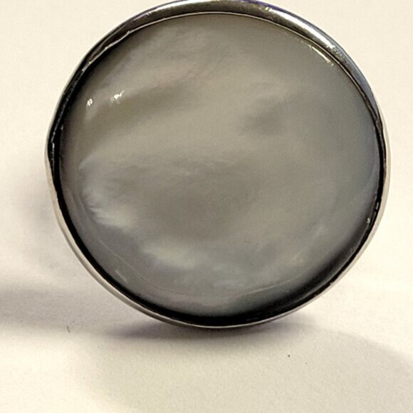 Natural Mother of Pearl Ring, Handmade Ring with Adjustable Band - Picture 11 of 15